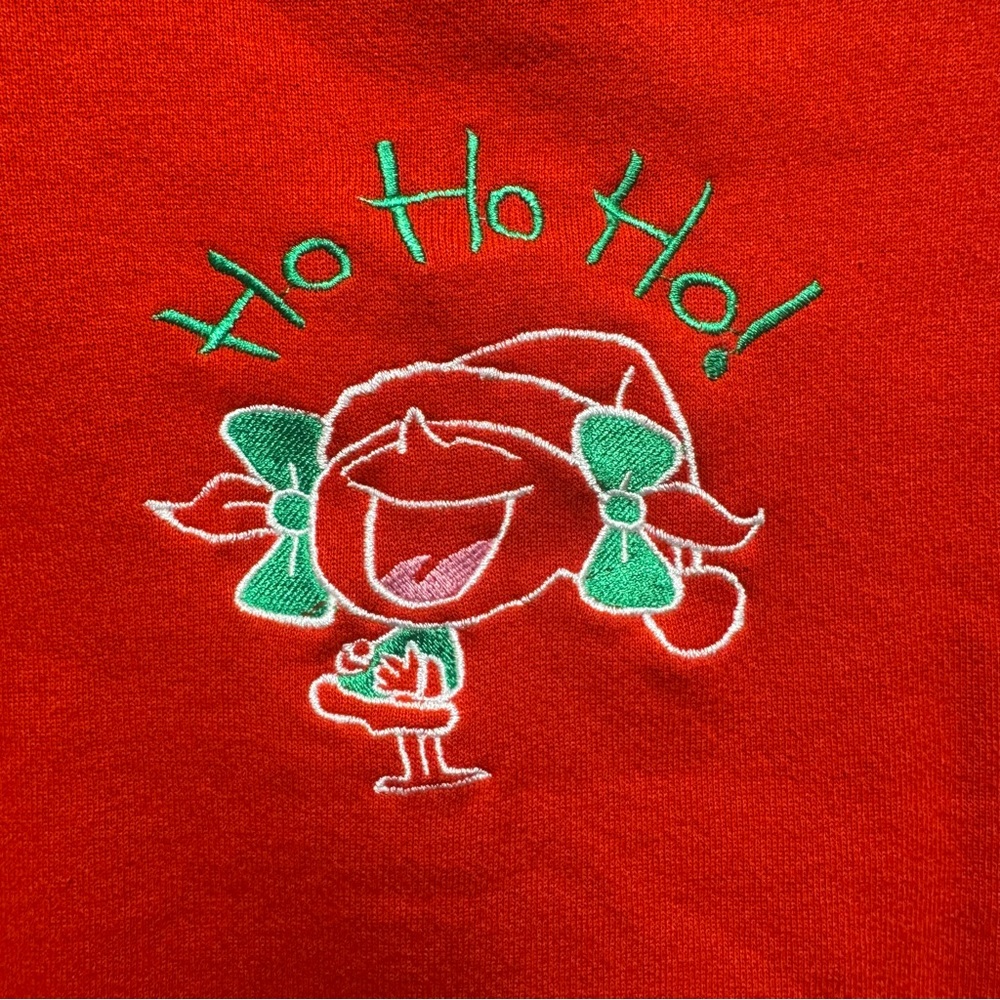 Red Vintage Embroidered “Ho Ho Ho” Christmas Sweatshirt